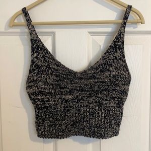 black and white knit crop tank